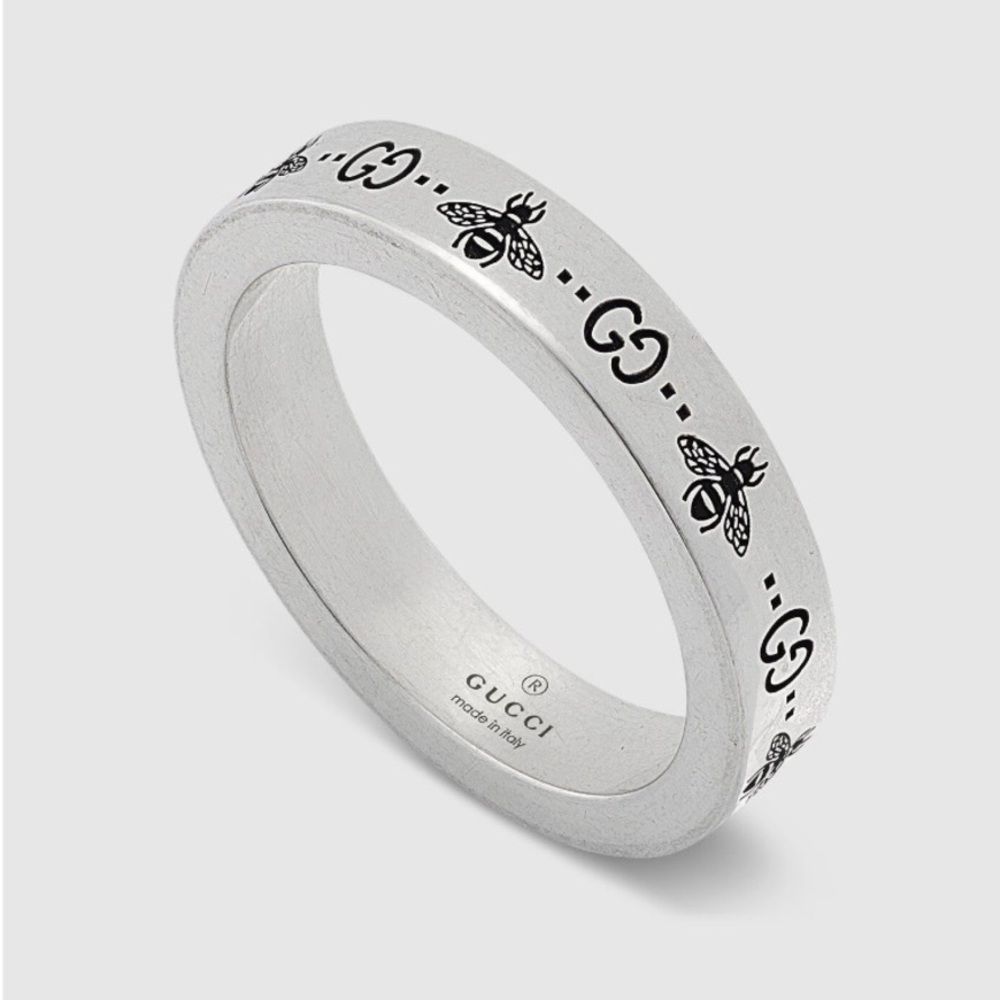 Gucci Silver Ring GG and Bee Ring